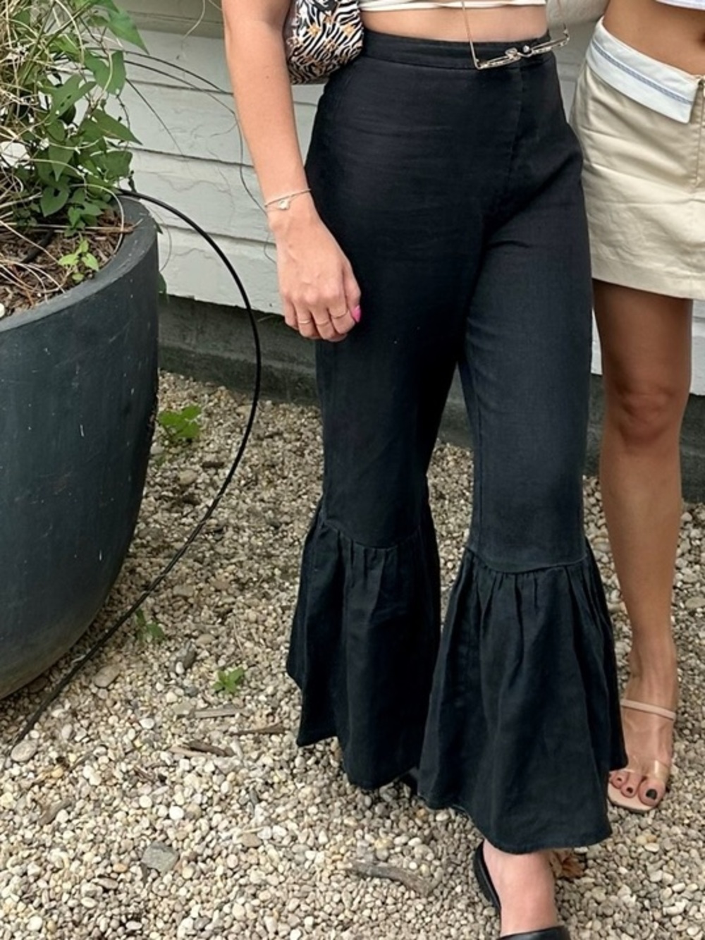 Mara Hoffman flared linen black pants